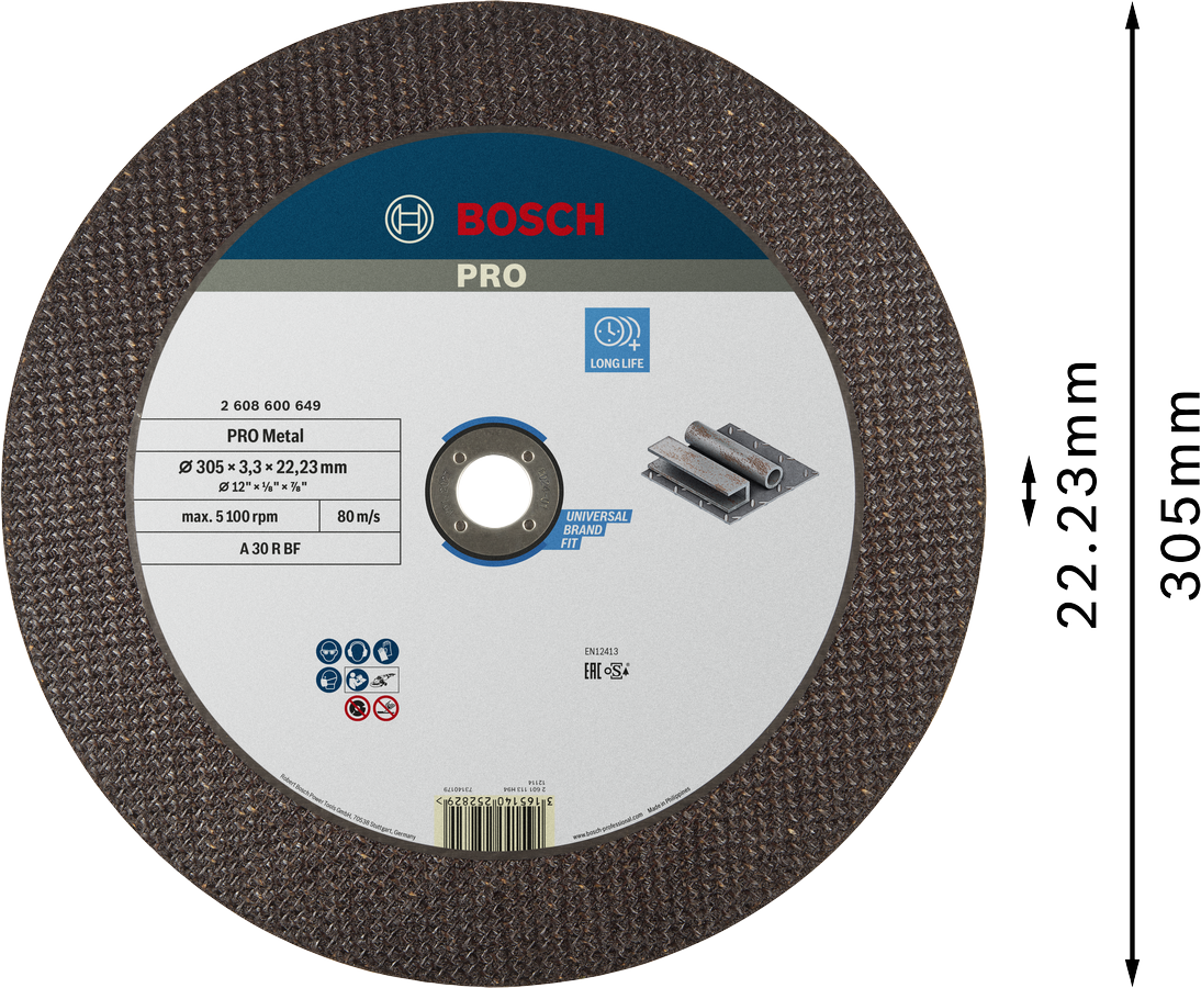 BoschPRO 金属结合切割片 305 毫米，适用于金属。